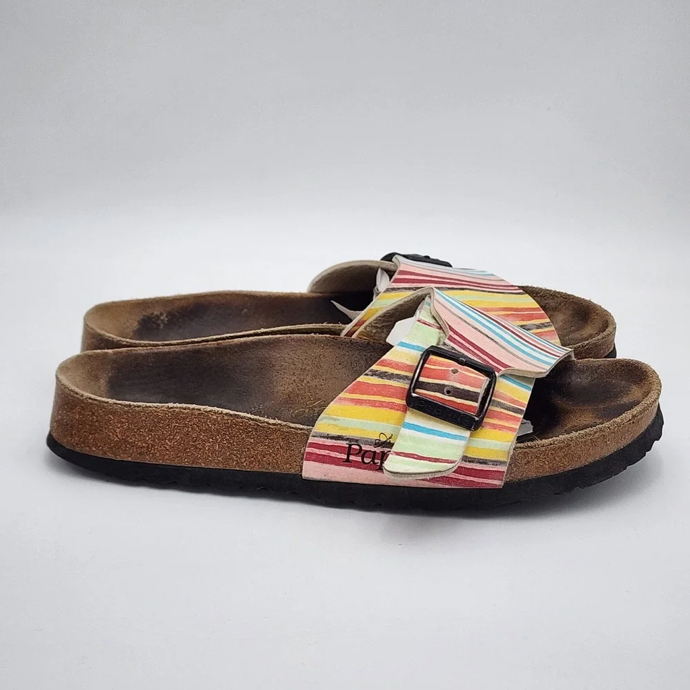 Papillio by Birkenstock Sandals L6/M4 EU 37 Striped Boho Hippie Beach‎ Summer